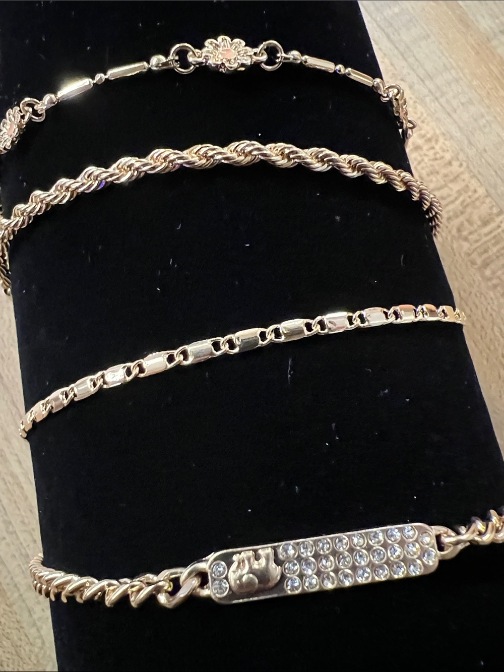 Gold-Tone Women's Bracelet Set with Pavé Accent